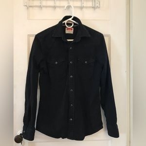 Wrangler western snap shirt, black denim